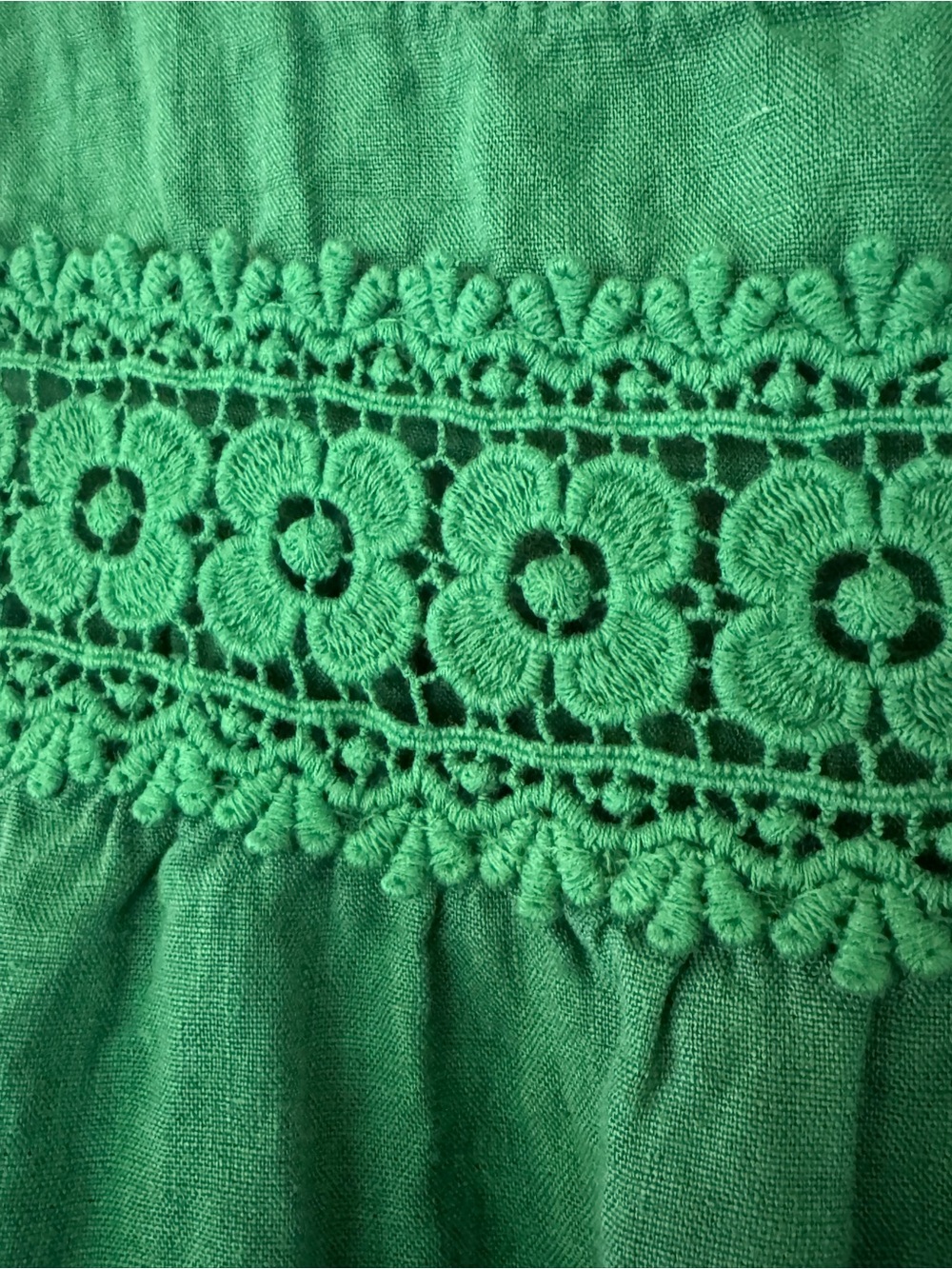 Lungo L'arno 100% Linen Tank Top Women’s Small Sleeveless Lace Trim Green Italy - Picture 2 of 8